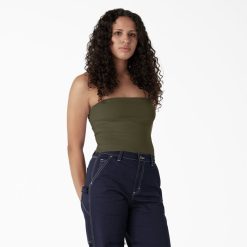 vestuário Dickies top de tubo de tricô verde militar (ml) mulheres V2FZ462168