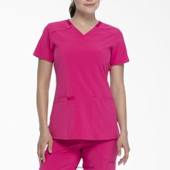 vestuário Dickies top esfoliante com decote em V eds Essentials rosa quente (hpk) mulheres V2FZ462452