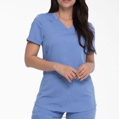 vestuário Dickies top esfoliante mock wrap balance teto azul (cbl) mulheres V2FZ462537