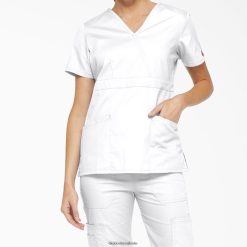 vestuário Dickies top esfoliante simulado com assinatura eds branco (dwh) mulheres V2FZ462616