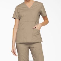 vestuário Dickies top esfoliante simulado com assinatura eds caqui (kha) mulheres V2FZ462620