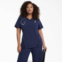 vestuário Dickies xtreme stretch top com decote em V azul marinho (nvy) mulheres V2FZ462470