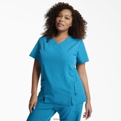 vestuário Dickies xtreme stretch top com decote em V verde-azulado (dtl) mulheres V2FZ462464
